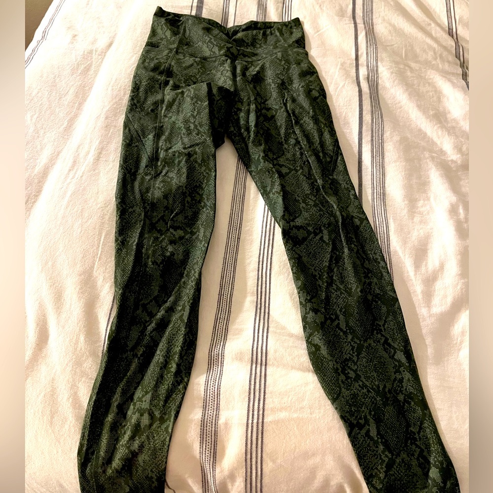 Green snake skin leggings
